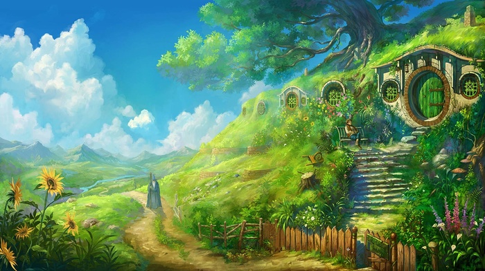 sky, The Lord of the Rings, landscape, Bilbo Baggins, Bag End, The Shire