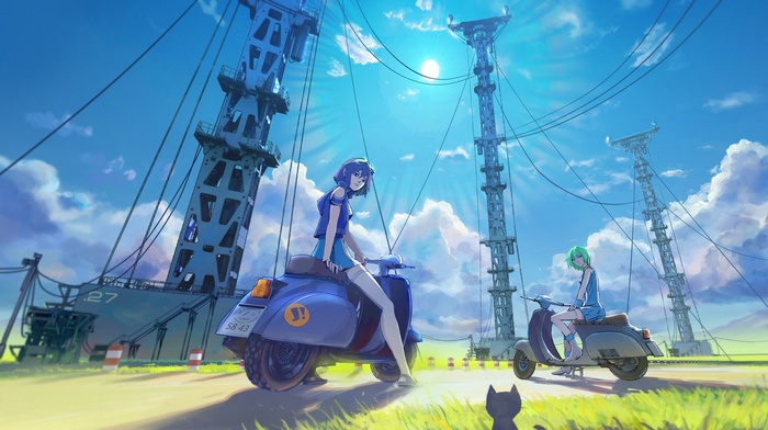 sky, landscape, anime