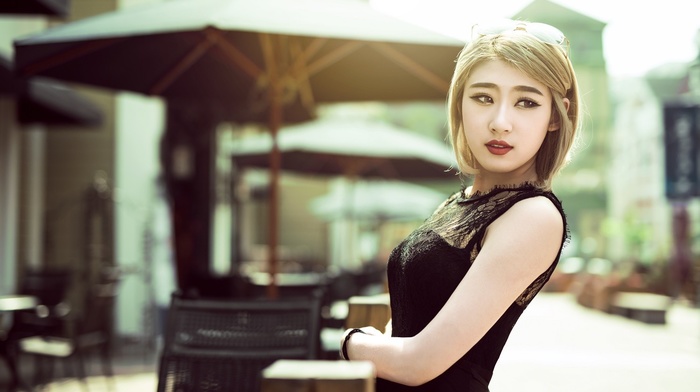 portrait, girl, blonde, Asian