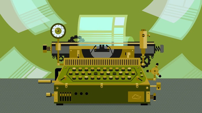 digital art, typewriters, paper, digitalocean
