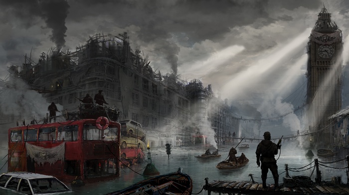 dystopian, artwork, apocalyptic, London