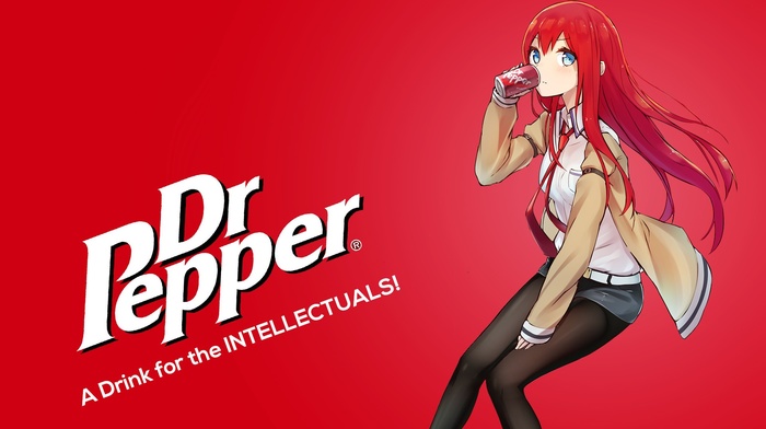 anime girls, Dr Pepper, Makise Kurisu, steinsgate, anime