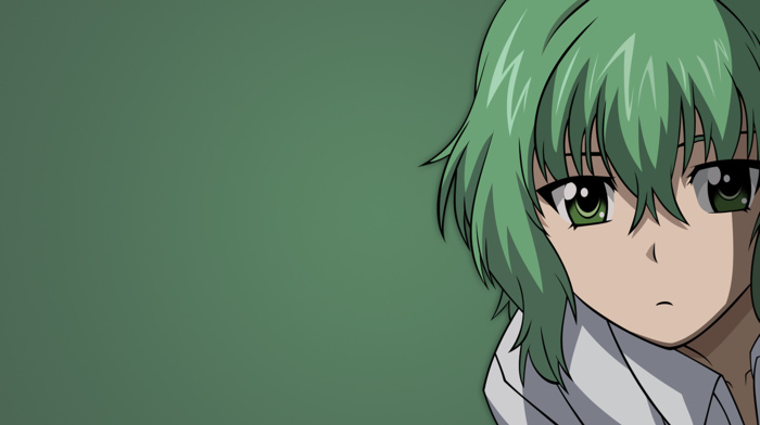 Ichiban Ushiro no Daimaou, anime girls, green background, Korone, anime