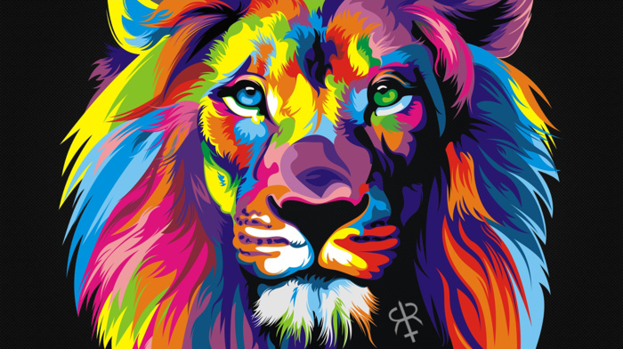 colorful, animals, lion