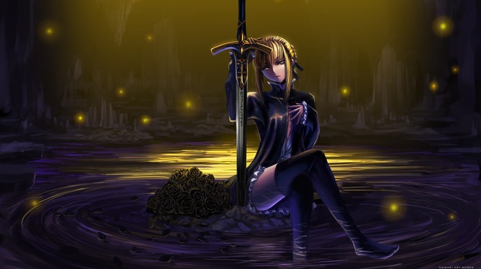 thigh, highs, fate series, anime girls, FateStay Night, Saber, anime