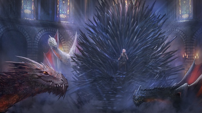 Daenerys Targaryen, Iron Throne, Game of Thrones, fantasy art