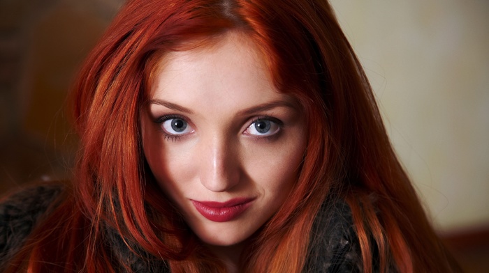 redhead, Red Fox, face, girl