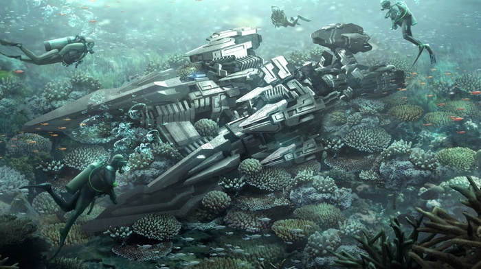 artwork, divers, futuristic