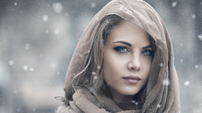 girl, face, blonde, portrait