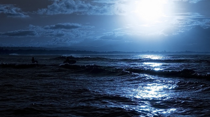 moonlight, sea