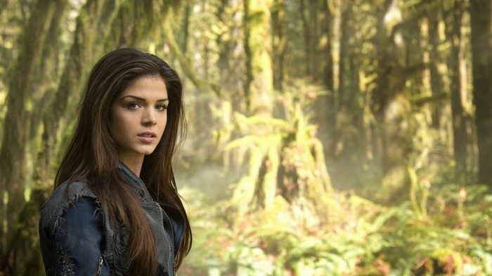 girl outdoors, nature, brunette, open mouth, actress, long hair, movies, trees, forest, girl, Marie Avgeropoulos