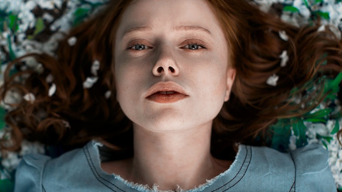redhead, girl, face, portrait