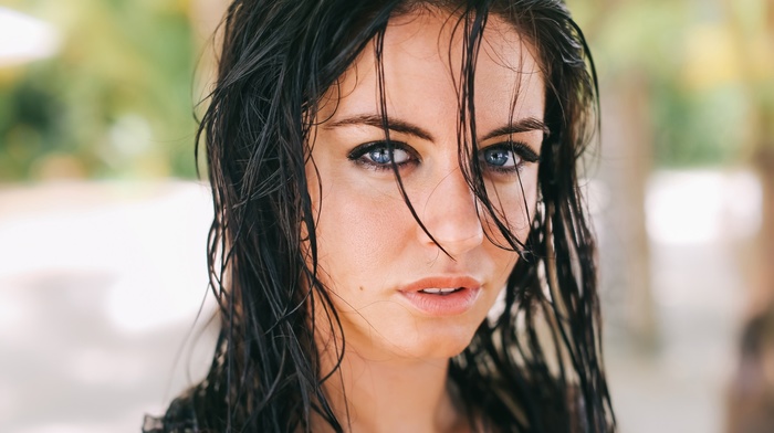 Aurela Skandaj, wet look, brunette, girl, portrait