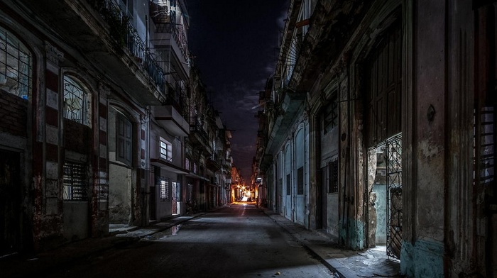 Cuba, Havana, architecture, urban, landscape, city, street, lights