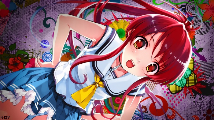 redhead, Deep Blue Sky  Pure White Wings, artwork, ponytail, anime girls, Miyamae Tomoka