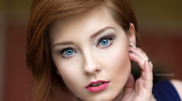redhead, girl, Veronika, portrait, face