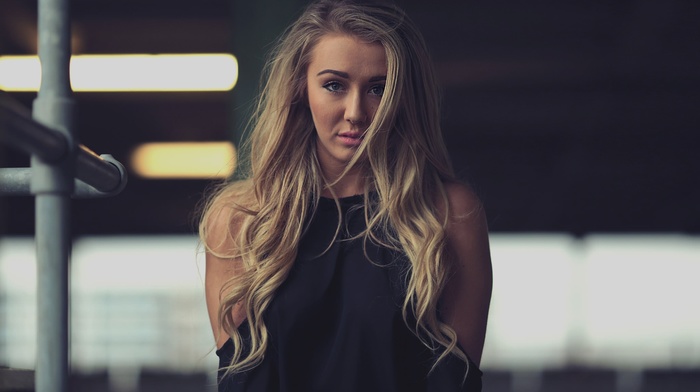 portrait, blonde, face, girl