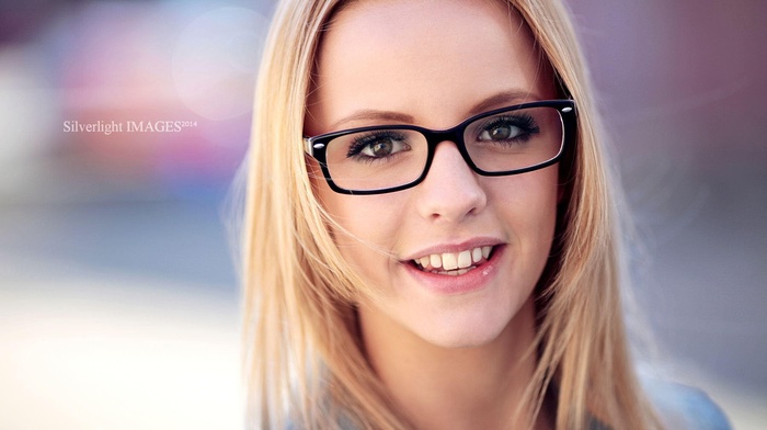 girl with glasses, girl, face, smiling, portrait