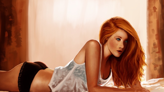 artwork, redhead, girl