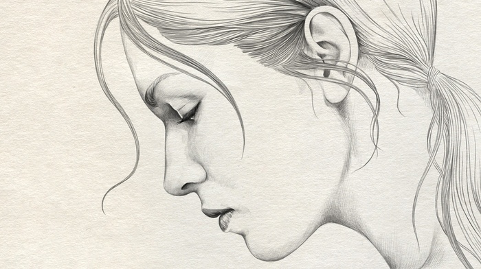 artwork, girl, profile