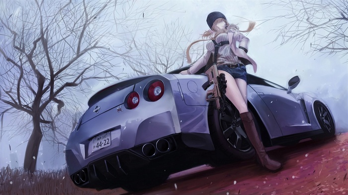 Nissan GT, R, anime, vehicle, original characters, car, anime girls