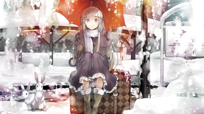 umbrella, Yosuga no Sora, Kasugano Sora, snow, anime girls