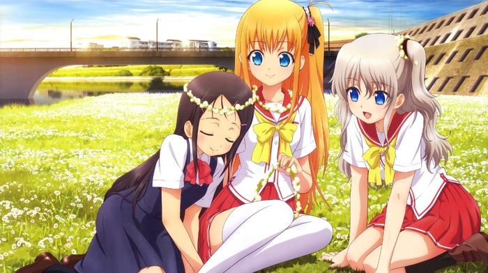 Charlotte anime, Otosaka Ayumi, anime girls, Nishimori Yusa, Tomori Nao, school uniform