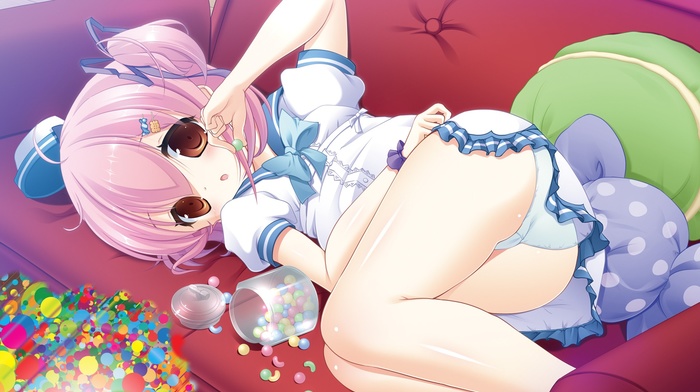 Lollipop Factory, Moegi Meru, panties, visual novel, anime girls, pink hair