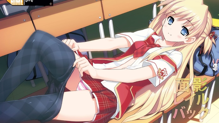 school uniform, pantyhose, panties, original characters, anime girls