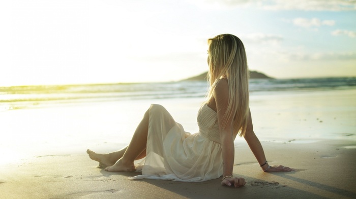 blonde, beach, model