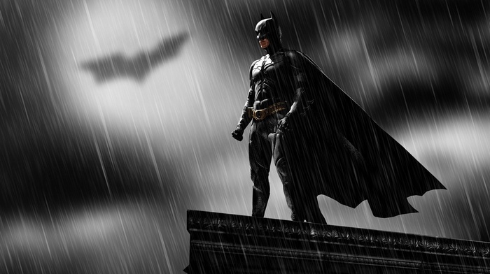 superhero, Batman, movies, rain, dark, DC Comics, comics, cape