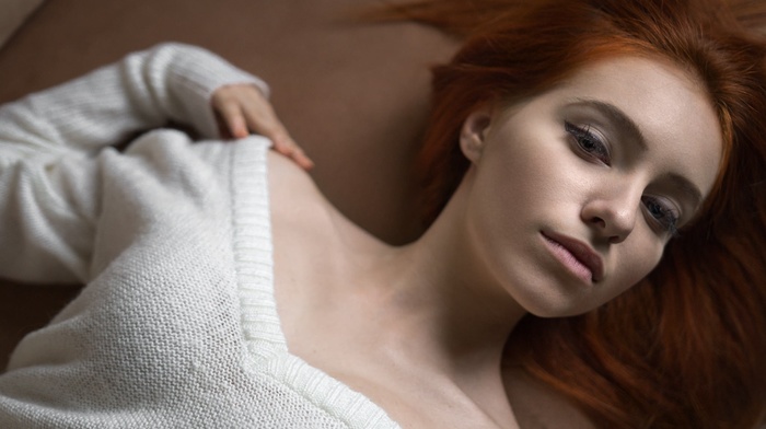 girl, redhead, portrait, face