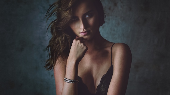 face, portrait, girl, bra