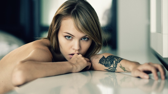 Anastasia Scheglova, tattoo, face, portrait