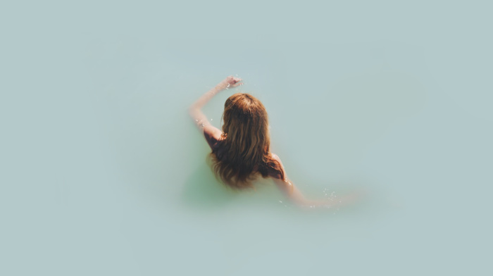 photography, girl, simple background, water