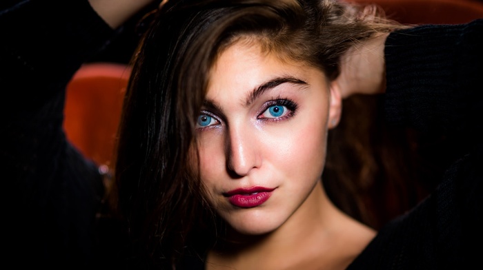 portrait, blue eyes, face, girl