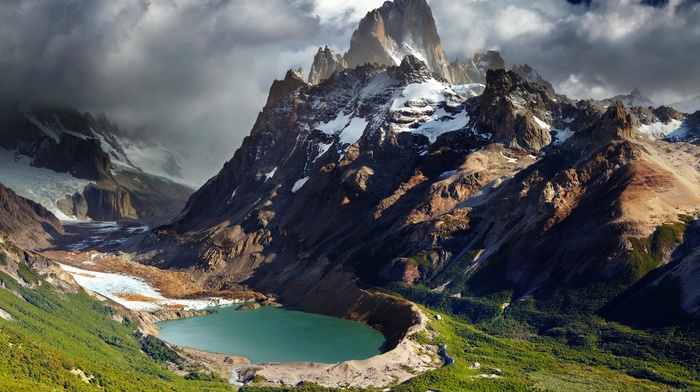 lake, mountain, landscape