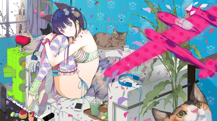 cat, Fuyuno Haruaki, original characters, anime, anime girls, artwork