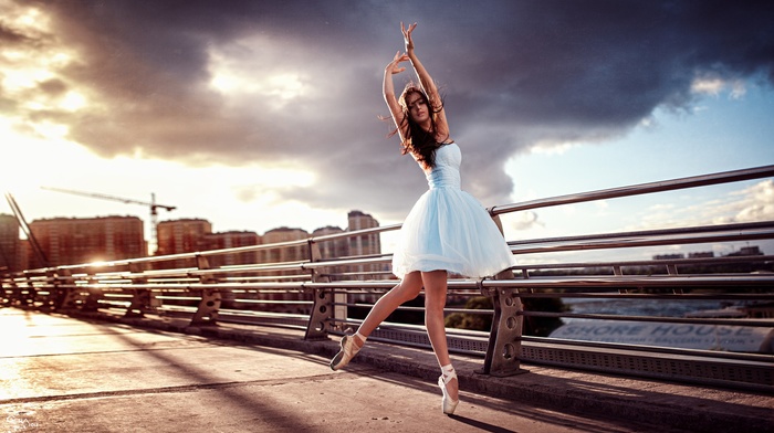 girl, dancing, model, brunette, dress, ballerina, Georgiy Chernyadyev