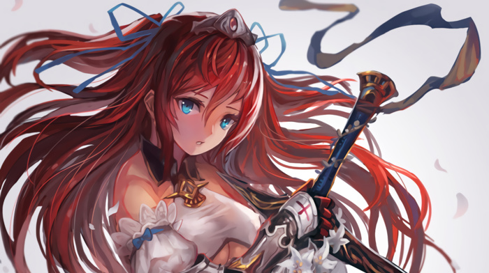 redhead, anime, sword, anime girls, artwork