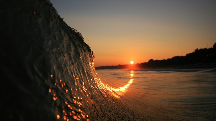 sunrise, beam, waves