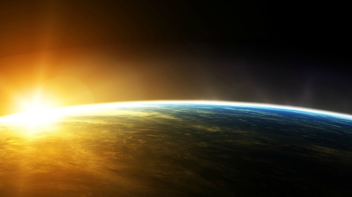 Earth, space, multiple display, sunrise