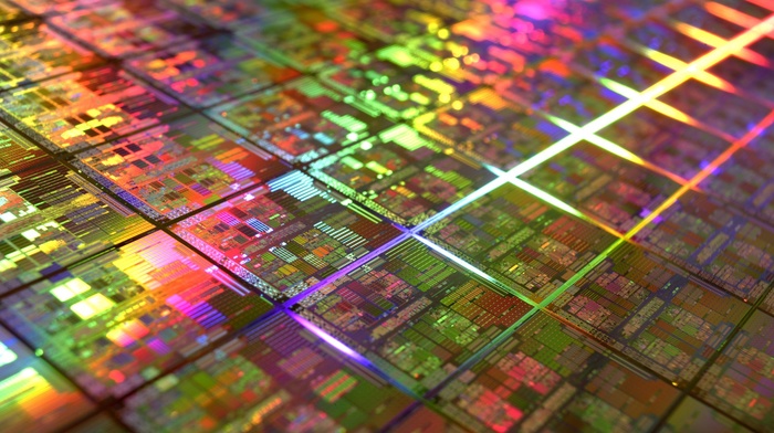 colorful, DIE, cpu, microchip, technology, IT, gold, geometry