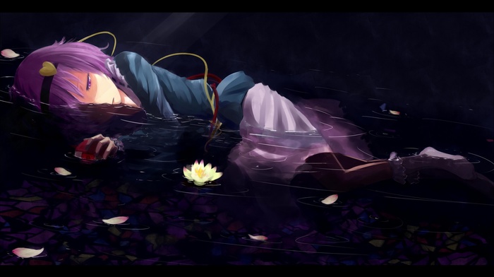 Komeiji Satori, touhou, lilly, purple hair, water lilies