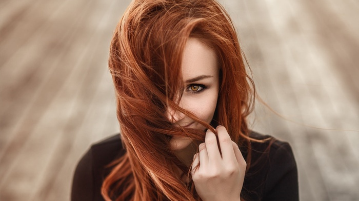 girl, face, redhead, smiling, portrait