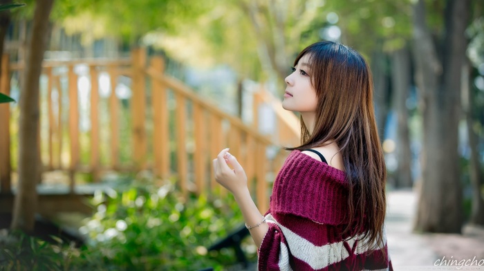 sweater, girl, Asian