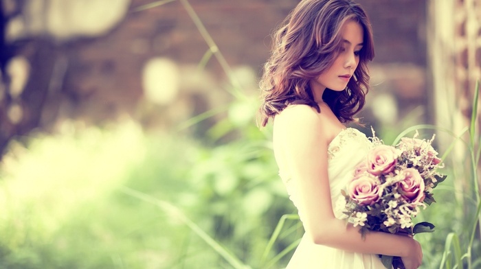 girl, white dress, dress