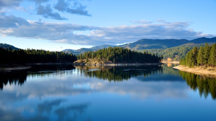 river, landscape, nature, island