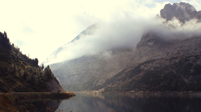 nature, landscape, lake, trees, mountain