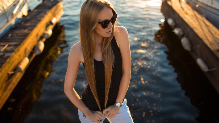 girl with glasses, girl, blonde, portrait